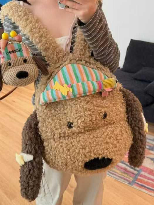 Wholesale Cute Cartoon Plush Puppy Backpack Bags for Student