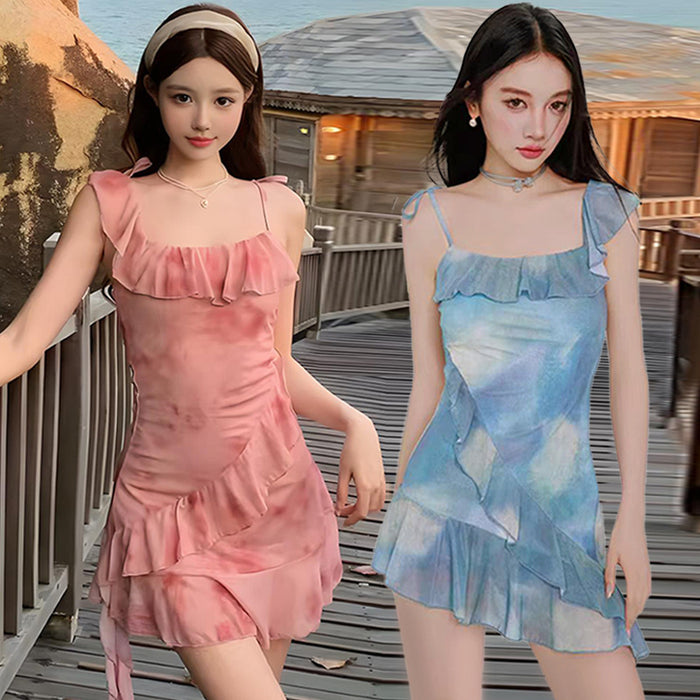 Wholesale Irregular camisole skirt style independent boxer shorts fashionable tie dye conservative hot spring swimsuit