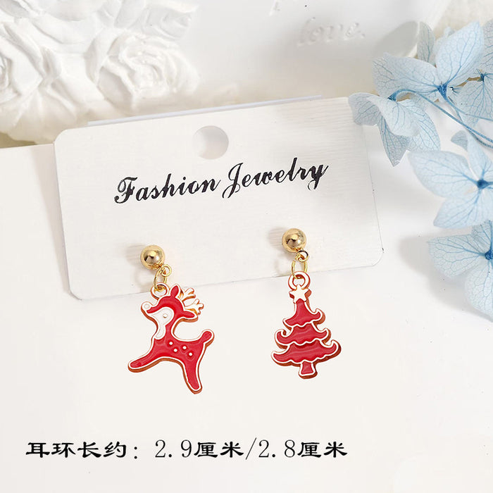 Wholesale S925 Silver Post Christmas Earrings Santa Deer Snowflake Studs for Women Party Gift Fashion Accessory