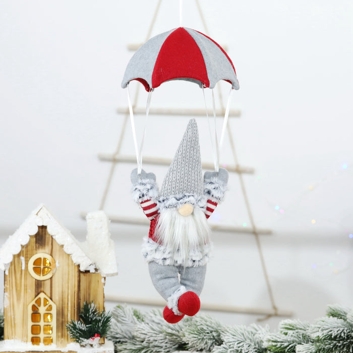 Wholesale Christmas Scene Decorations Christmas Faceless Skydiving Old Man Parachute Christmas Window Hanging Decoration Gifts
