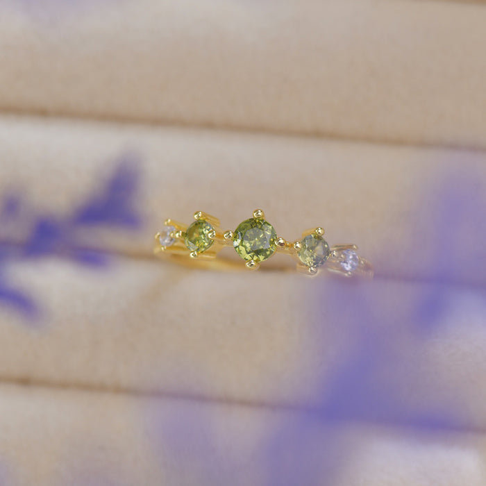 Wholesale Light luxury olive green original water droplet zircon design, versatile and niche daily ring set