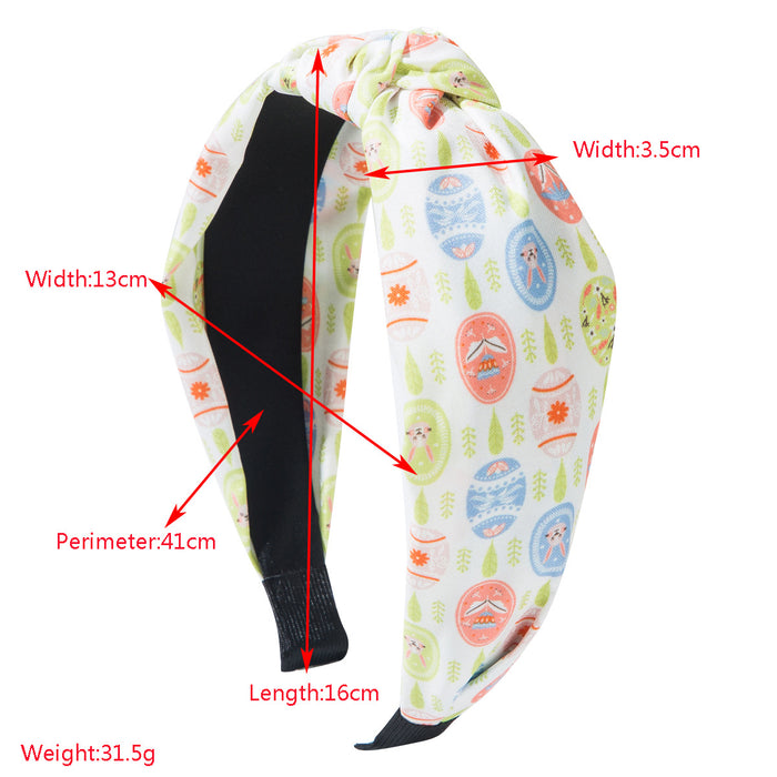 Wholesale Easter Egg Bunny Print Knotted Headband