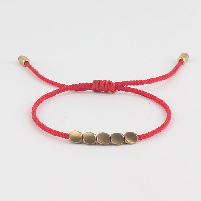 Wholesale copper bead bracelet DIY twisted Angle bead hand-woven red rope bracelet