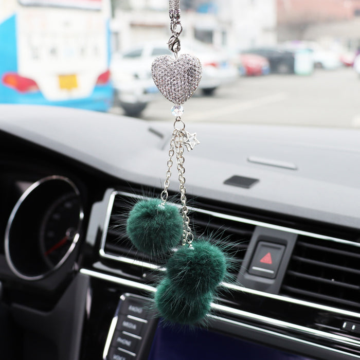 Wholesale Pink Plush Fur Ball Car Pendant Heart Design Car Interior Decoration