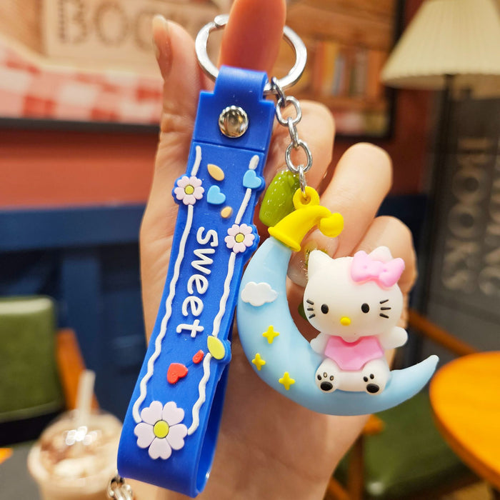 Wholesale cartoon moon keychain bag small pendant  flexible glue three-dimensional anti-lost key chain