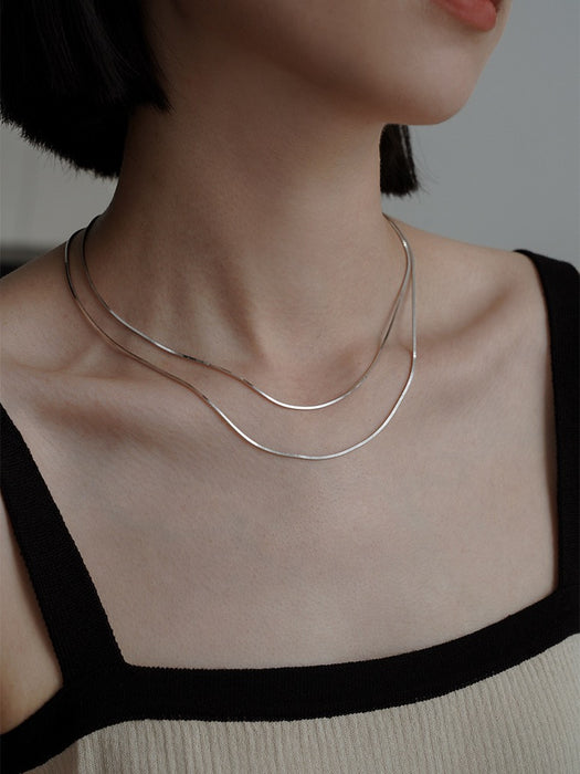 Wholesale Minimally designed snake bone chain, titanium steel necklace, plain chain, niche design, collarbone chain accessories