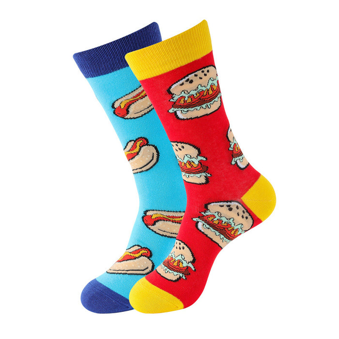 Wholesale Hamburger French Fries Cartoon Cotton Middle Socks JDC-SK-HuiHe047