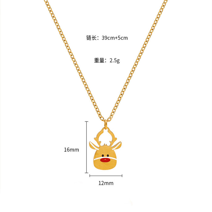Wholesale Christmas Cartoon Oil Dripping Creative Design Necklace
