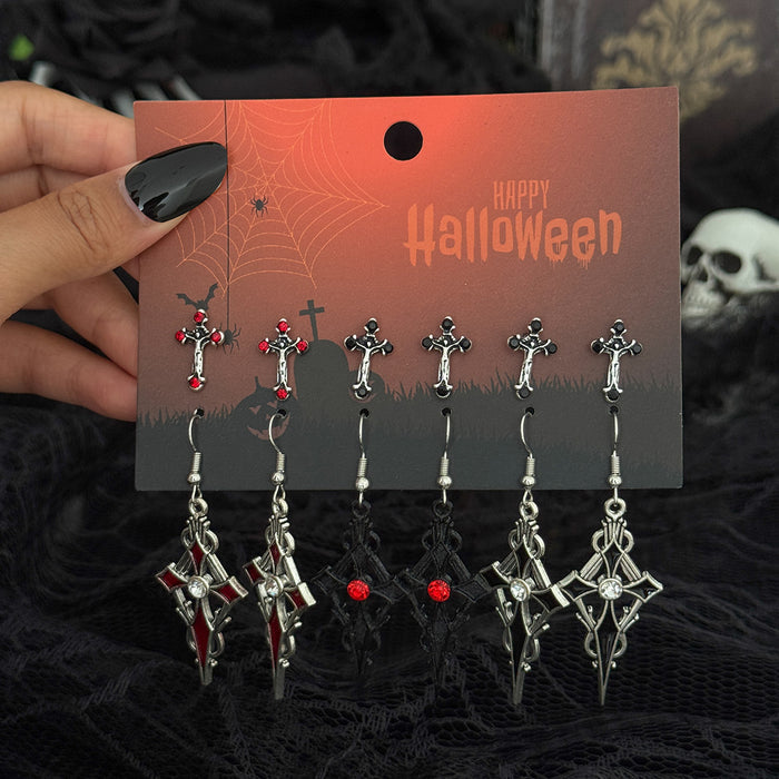 Wholesale Gothic  Skull Bat Earrings For Women Ancient Silver Alloy Punk Jewelry Accessory Party Wear Gift