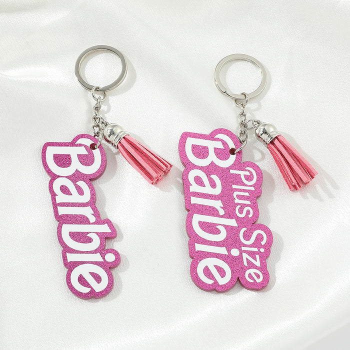 Wholesale Pink Princess Acrylic Tassel Pendant Keychain JDC-KC-FeiM006