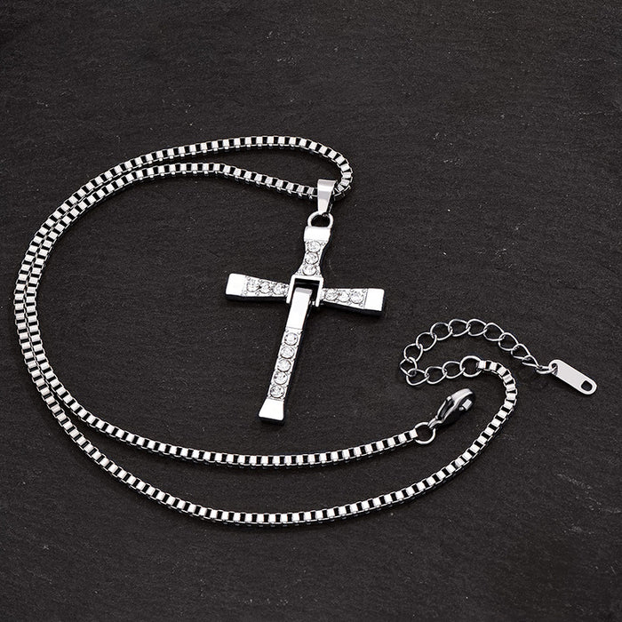 Wholesale Diamond Cross Pendant Men's Necklace JDC-NE-ChengHan013