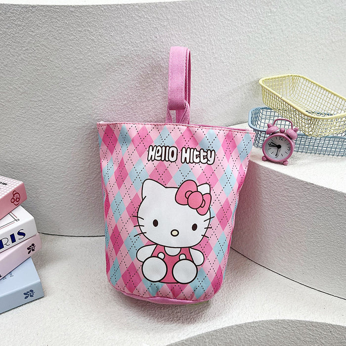 Wholesale Illustration bucket bag cute hand-held cartoon work lunch bag graffiti canvas bag