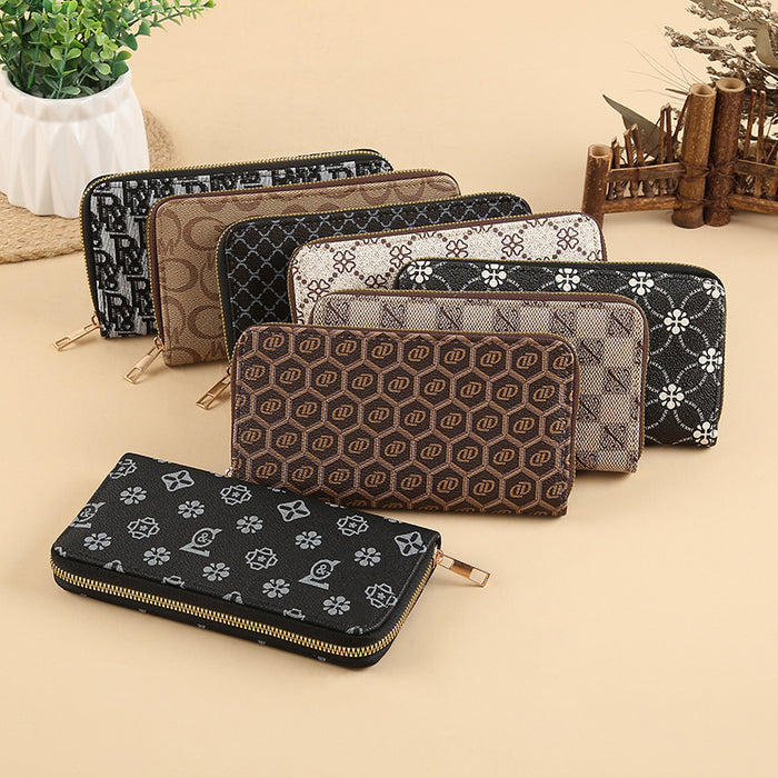 Wholesale PU Leather Long Wallet with Retro Print Design Large Capacity MOQ≥3