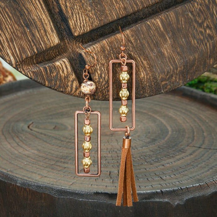 Wholesale Bohemian Tassel Geometric Earrings - Retro Ethnic Style Fashion Accessory MOQ≥2