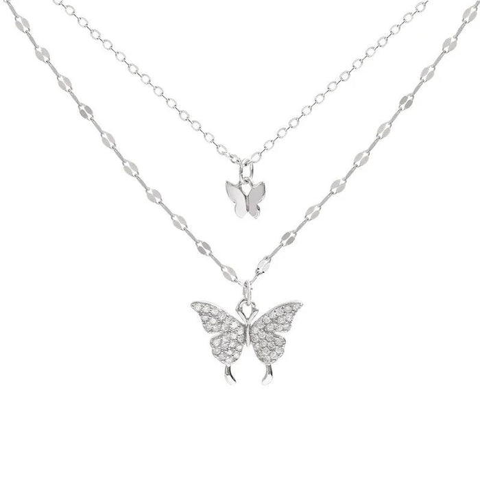 Wholesale Butterfly Double Layer Alloy Necklace JDC-NE-DaXiang001