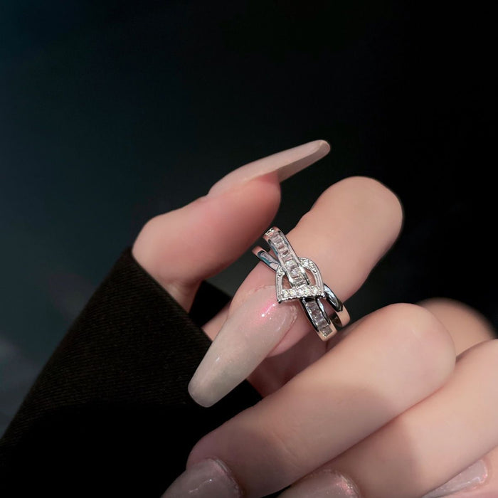 Wholesale Fashionable luxury layered ring with niche design zircon