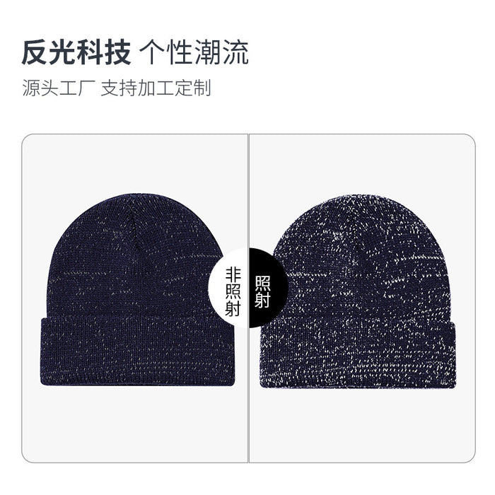 Wholesale Reflective Silk Knitted Hat Autumn and Winter Versatile Knitted Hat Pullover Hat