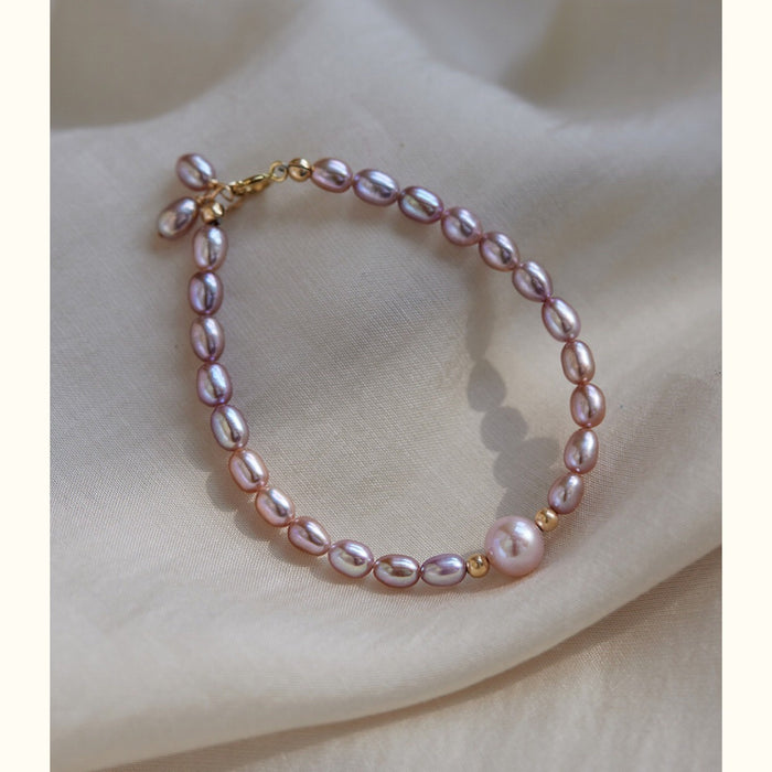 Wholesale Purple Water Pearl 14K Gold Bracelet Niche Design
