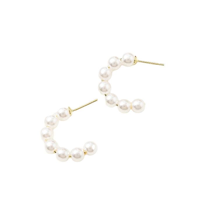 Wholesale Circle pearl earrings with a high-end feel, new round earrings, and earrings