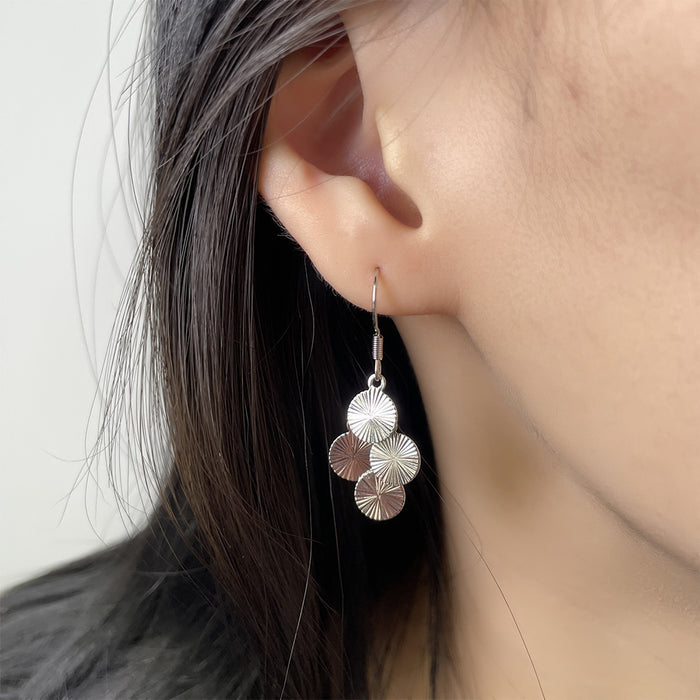 Wholesale Earring temperament, niche pleated design, ear suspension, personalized smooth round tassel ear hook