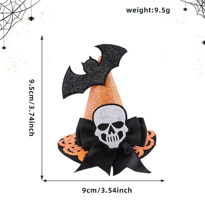 Wholesale Chic Witch Hat Hairpin Cloth Hair Clip With Skull Bat Pumpkin Design Masquerade Party Jewelry Accessory