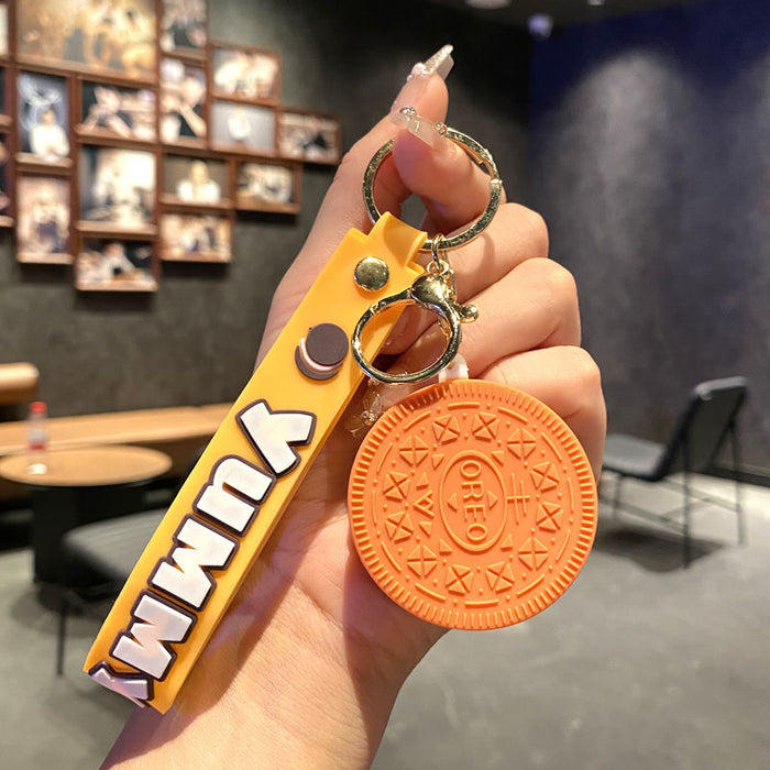 Wholesale Biscuit keychain school bag pendant cute creative couple bag pendant