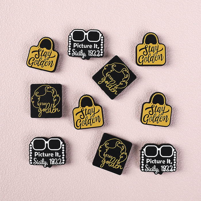 Wholesale 20pcs Alphabet Brand Silicone Beads Cartoon Jewelry Scattered Beads Children DIY Beaded Pen Silicone Bead Accessories