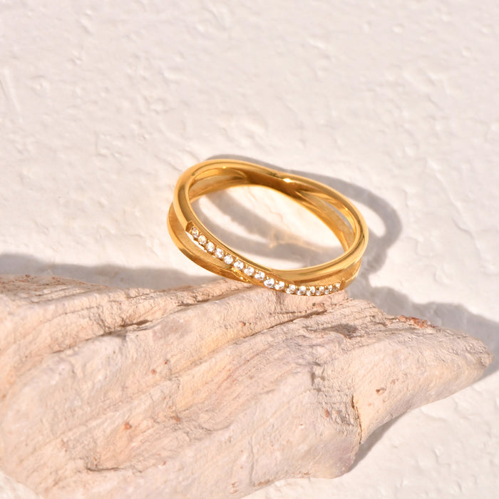 Wholesale 1Pc 18K Gold Plated Cross Diamond Ring