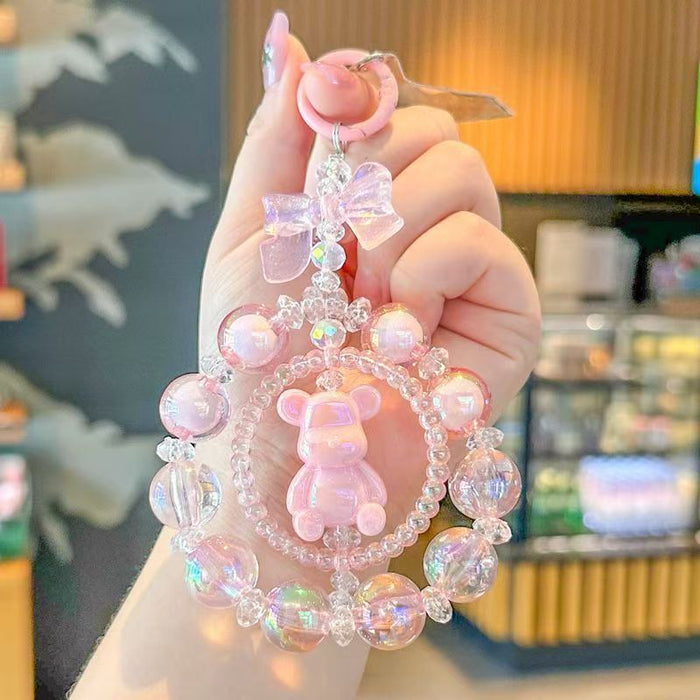 Wholesale Cute Double-Sided Bear Handmade Beaded Acrylic Keychain