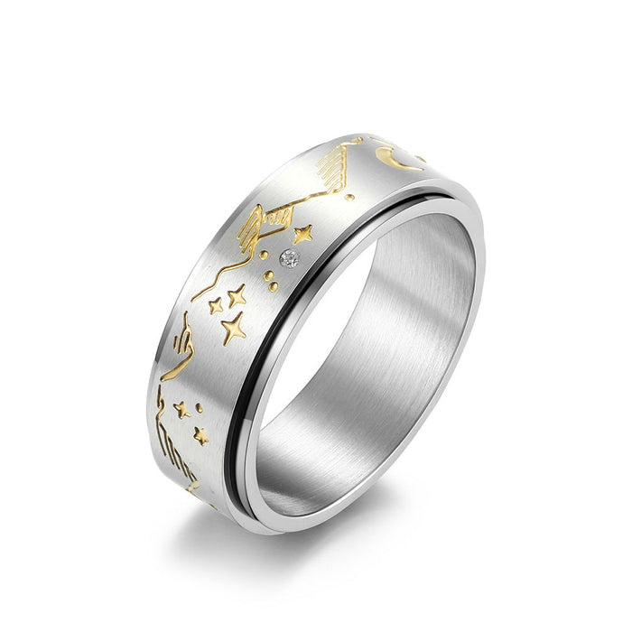 Wholesale The stars and the moon turn titanium steel rings JDC-RS-AiS003