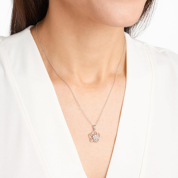 Wholesale December birthstone five-petal cherry blossom necklace