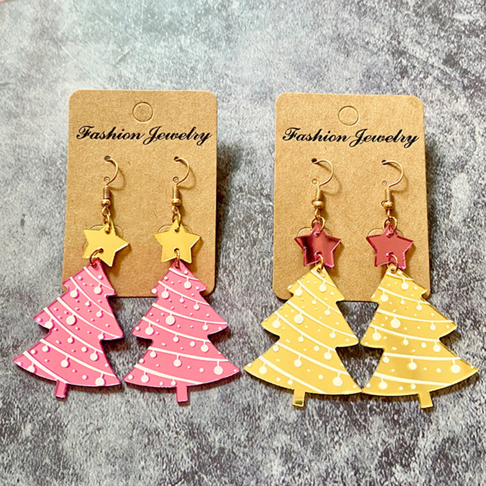 Wholesale Christmas earrings mirror acrylic ing Christmas tree earrings