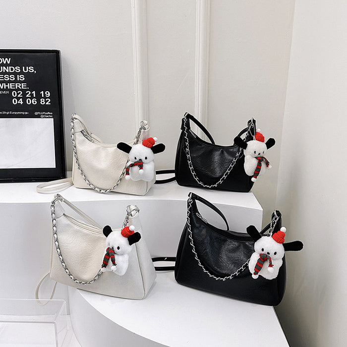 Wholesale Street Trendy Chain Tote Bag PU Small White Fashion Accessory