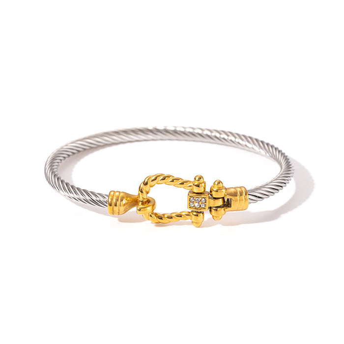 Wholesale steel wire rope gold bracelet