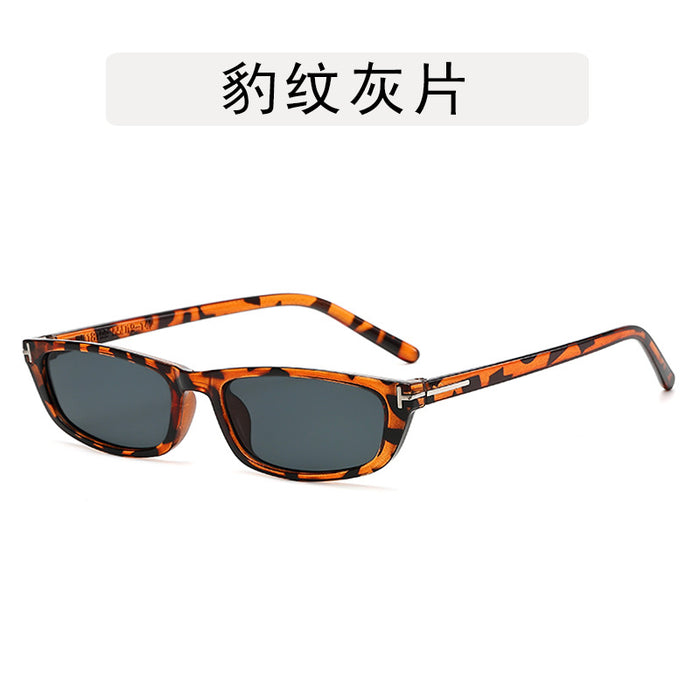 Wholesale Retro small frame T-shaped sunglasses, new fashionable square narrow frame sunglasses, trendy sun protection street photography glasses