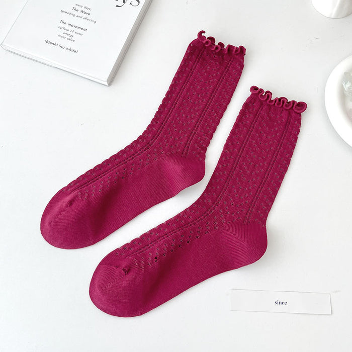 Wholesale Socks, thin cut, hollowed out, stacked socks, middle tube