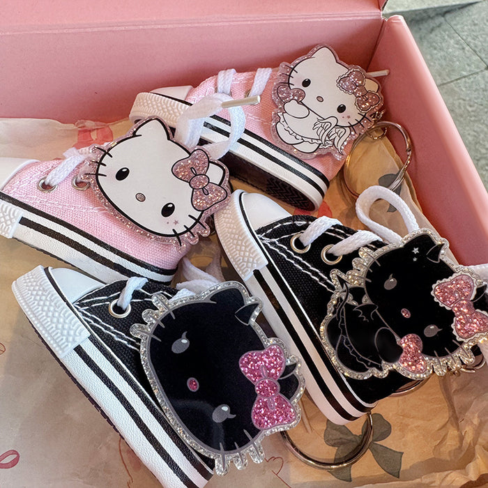 Wholesale Cat Cartoon sneaker Canvas Shoes Key Ring Keychain Pendant Shoes Pendant Bag Hanging
