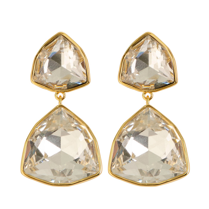 Wholesale Fashionable geometric triangle zircon earrings with high-end feel, light luxury silver needle earrings