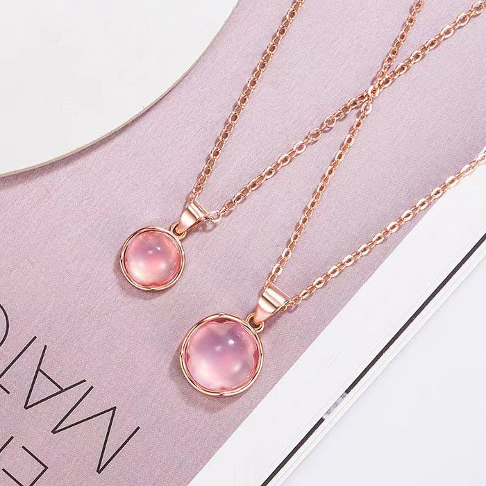 Wholesale Chalcedony Crystal Pendant Necklace Niche Electroplated Rose Gold Clavicle Chain