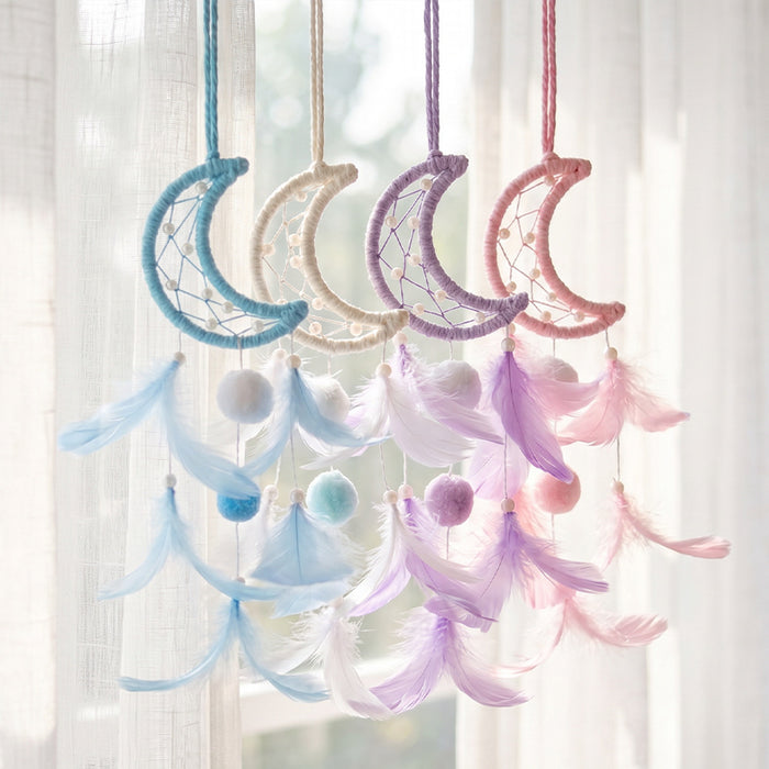 Wholesale Handmade Pink Feather Dream Catcher Polyester Home Decor Pendant