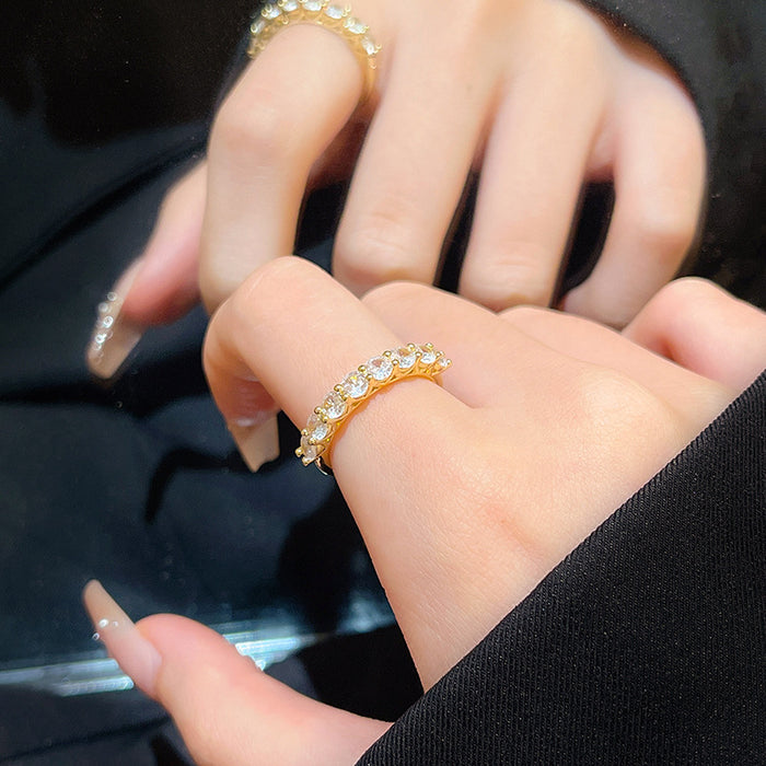 Wholesale Advanced feeling diamond zircon open ring with niche design, simple and versatile food ring, light luxury temperament, handmade jewelry