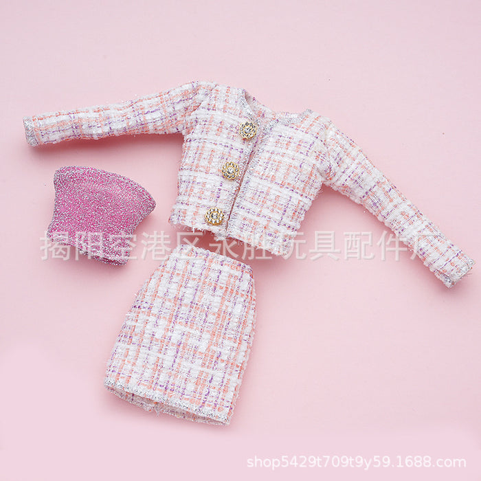 Wholesale doll clothing  coat skirt three-piece set