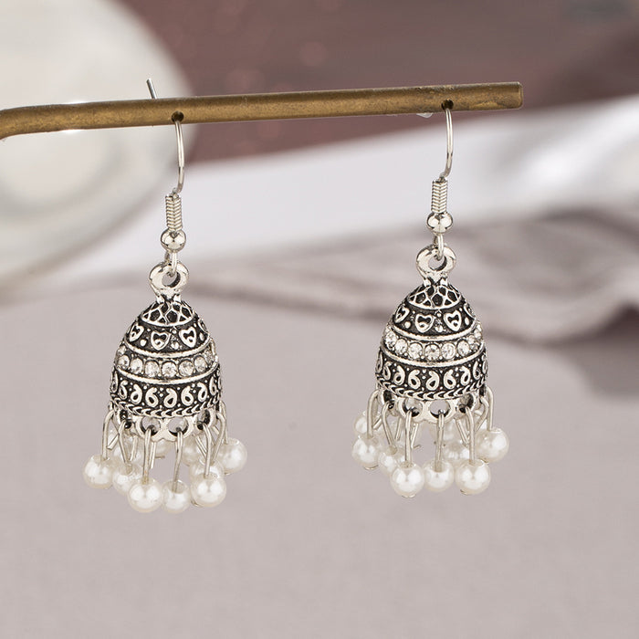 Wholesale Vintage classic bell earrings with zircon pendant and exaggerated earrings
