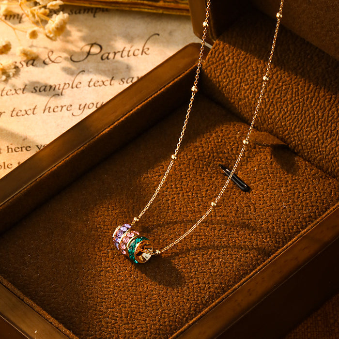 Wholesale Colorful zircon hoop earrings for women,  simple three-color necklace,  elegant earrings