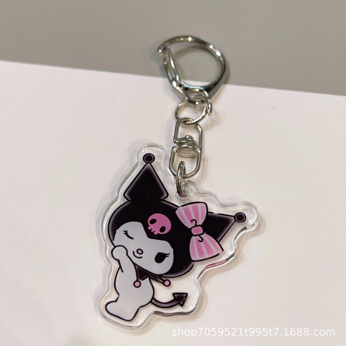 Wholesale Double-sided Keychain Cute Cartoon Book Bag Pendant Transparent Pendant Acrylic Keychain for Men and Women