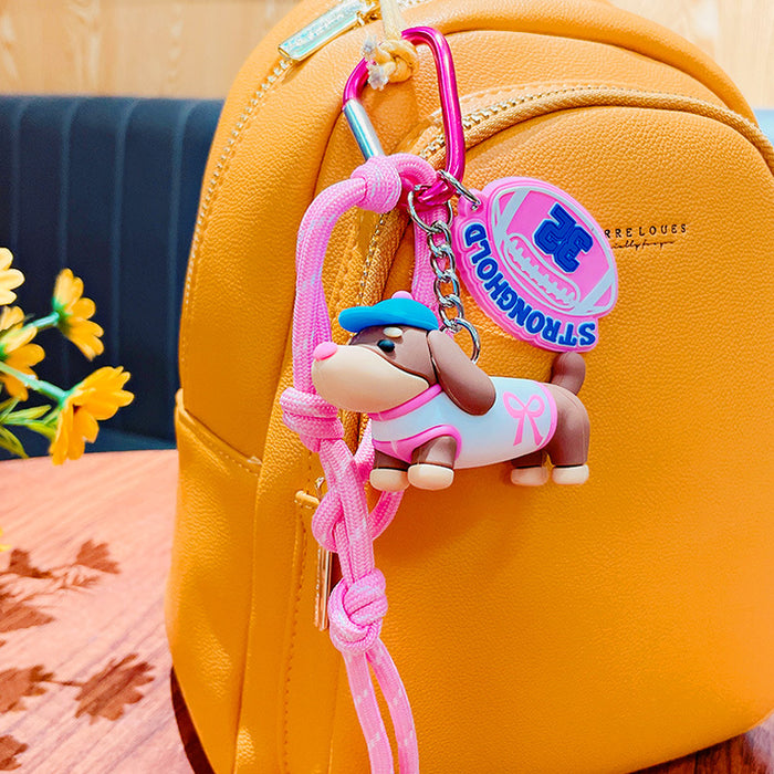 Wholesale Sausage Dog Doll Keychain Cartoon Puppy Couple Bag Pendant