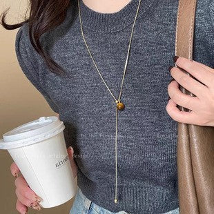 Wholesale Minimalist silver heart pendant necklace, women's light luxury high-end feel, long sweater chain accessory