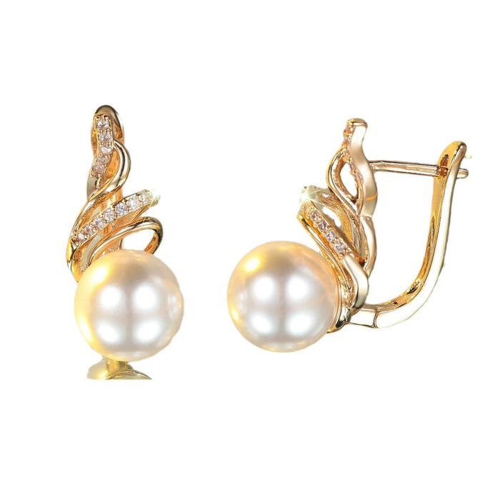 Wholesale Golden pearl earrings
