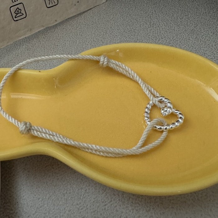 Wholesale Pure silver bracelet with a niche design that can be layered with a heart-shaped colored bracelet jewelry