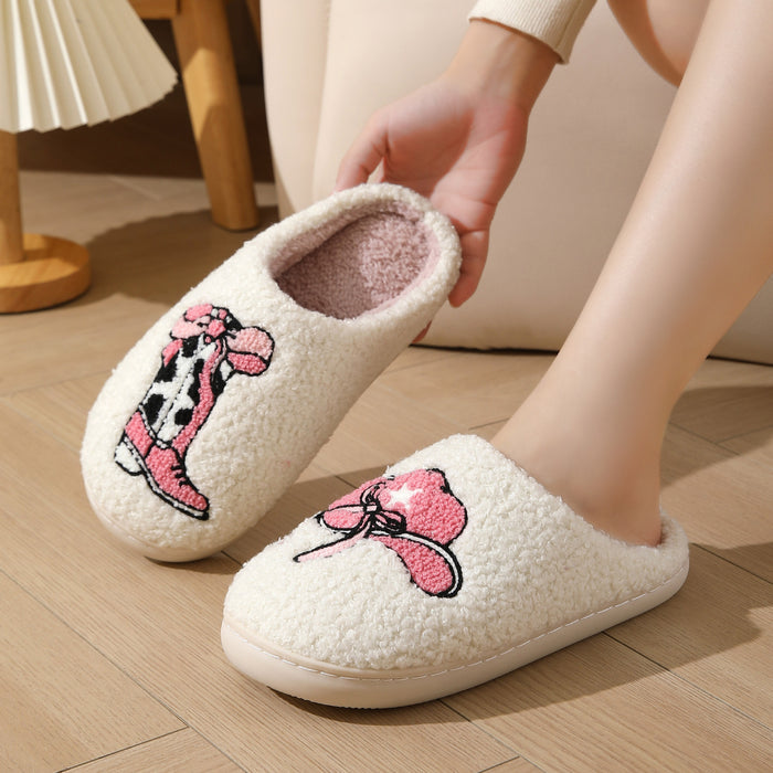 Wholesale Winter flower boots cotton slippers home indoor warm slippers slippers autumn and winter home